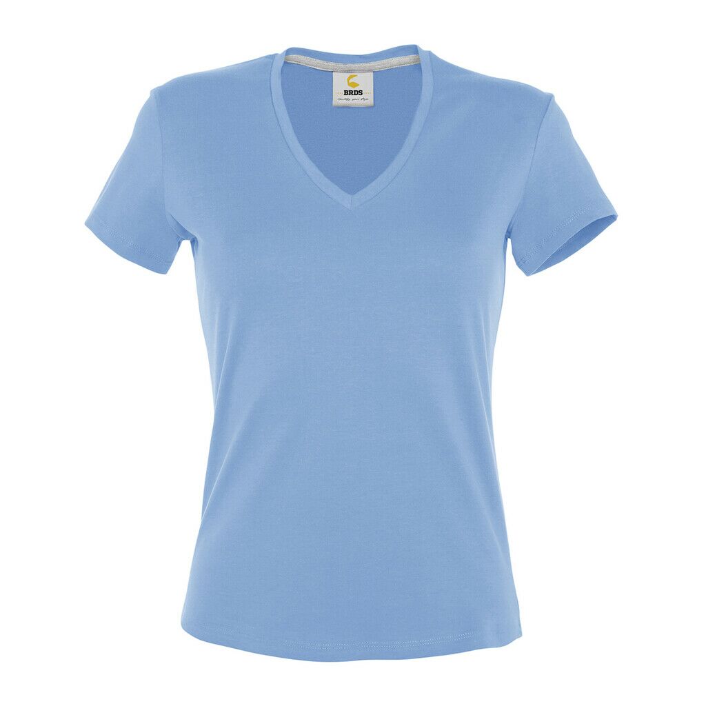 T-Shirt Farbe: Damen Kurzarm V-Ausschnitt Größe: mit 3XL - hellblau |